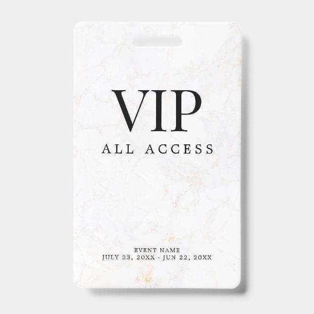 Elegant Custom VIP All Access Pass Event Badge (Front)