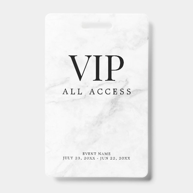 Elegant Custom VIP All Access Pass Event Badge (Front)