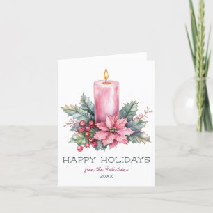 Elegant CUSTOM Watercolor Christmas Candle Holiday Card