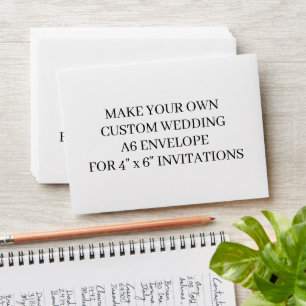 Elegant Custom Wedding 4"x6" Invitations A6 Envelope