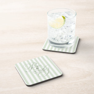 Elegant Custom Wedding Cocktail Decor Text Green Coaster