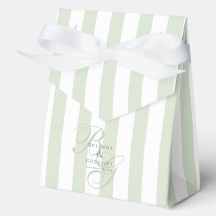 Elegant Custom Wedding Cocktail Text Green Stripes Favor Box