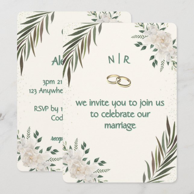 Elegant Custom Wedding Invitation 5 (Front/Back)