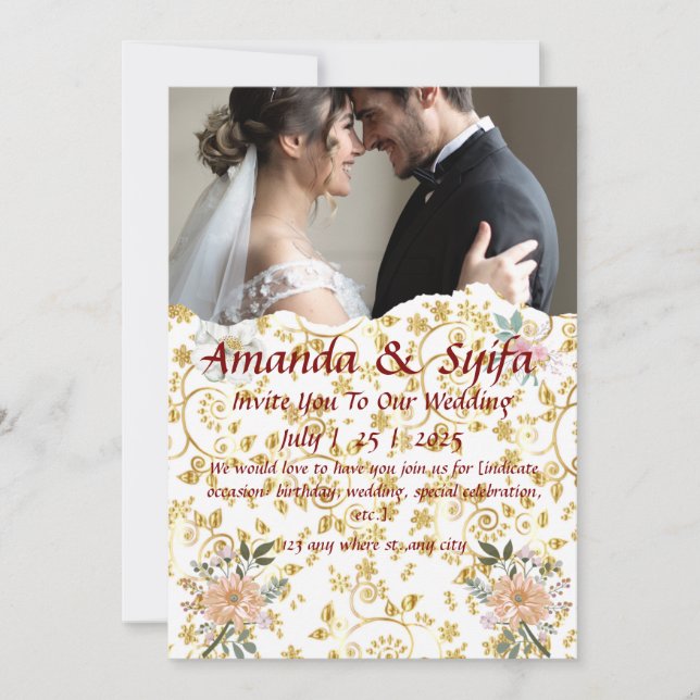 Elegant Custom Wedding Invitation Cards (Front)