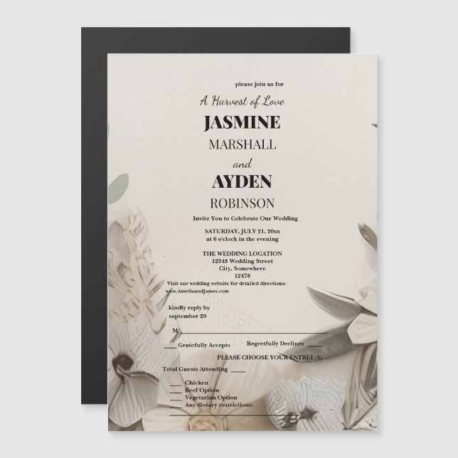 Elegant Custom Wedding Invitations  (Front/Back)