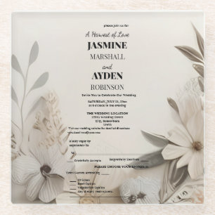 Elegant Custom Wedding Invitations  Glass Coaster
