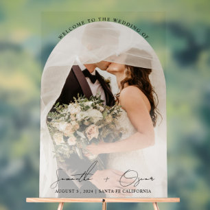 Elegant Custom Wedding Photo Arch Welcome Acrylic Sign
