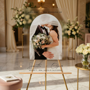 Elegant Custom Wedding Photo Welcome Acrylic Sign