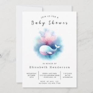 Elegant Custom Whale Baby Shower Invitation