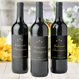 Elegant Custom Wine Variety Family Name and Year Label