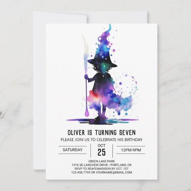 Elegant Custom Wizardry Birthday Invitation (Front)