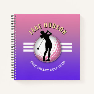 Elegant Custom Women Golfer Design Notebook