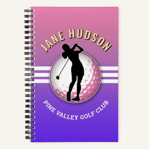 Elegant Custom Women Golfer Design Notebook
