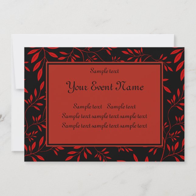 Elegant Customizable Black and Red Nature Event Invitation (Front)