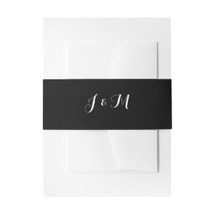 Elegant Customizable Black Wedding Belly Bands Invitation Belly Band