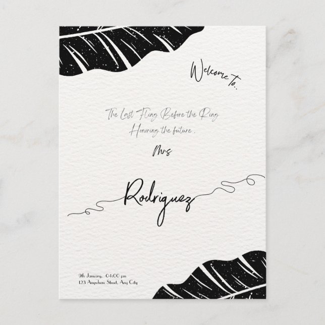 Elegant & customizable Bridal Shower postcard (Front)