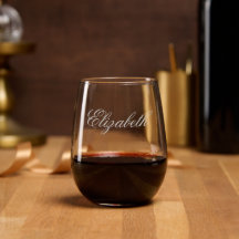 Elegant Customizable Etched Stemless Wine Glass