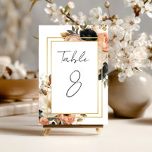 Elegant Customizable Floral Table Number Cards