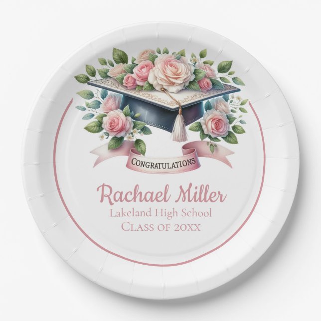 Elegant Customizable Graduation Celebration Plate (Front)