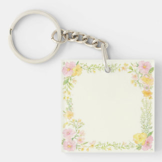 Elegant Customizable Keychain with Watercolor Flor