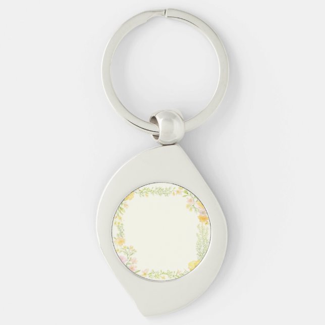 Elegant Customizable Keychain with Watercolor Flor (Front)