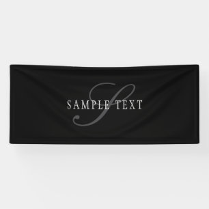 Elegant Customizable Monogram Black Grey White Banner