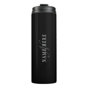 Elegant Customizable Monogram Black Grey White Thermal Tumbler