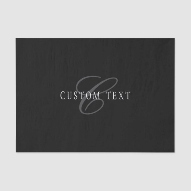 Elegant Customizable Monogram | Black Grey White Tissue Paper (Front)