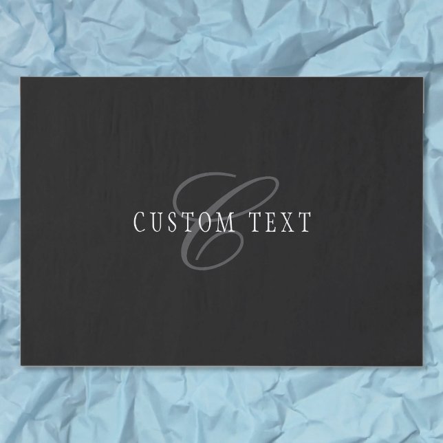 Elegant Customizable Monogram | Black Grey White Tissue Paper (Creator Uploaded)