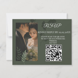 Elegant customizable olive green wedding RSVP card