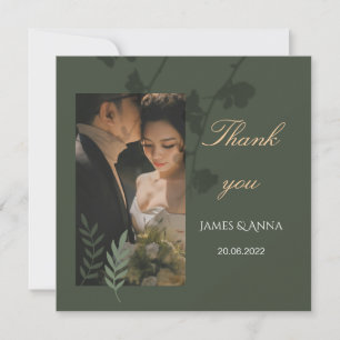 Elegant customizable olive green wedding  thank you card