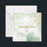 Elegant customizable pastel green "Thank you" Card<br><div class="desc">Elegant watercolor pastel green Paper Cards with simple gold-coloured Frame and customizable Template at the front for "Thank you" and Personal Message and Name Address at the back. Leave blank for a handwritten note. Great for weddings, company notes, thanksgiving messages to customers, clients, family, and friends. You can find more...</div>