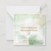Elegant customizable pastel green "Thank you" Card (Back)