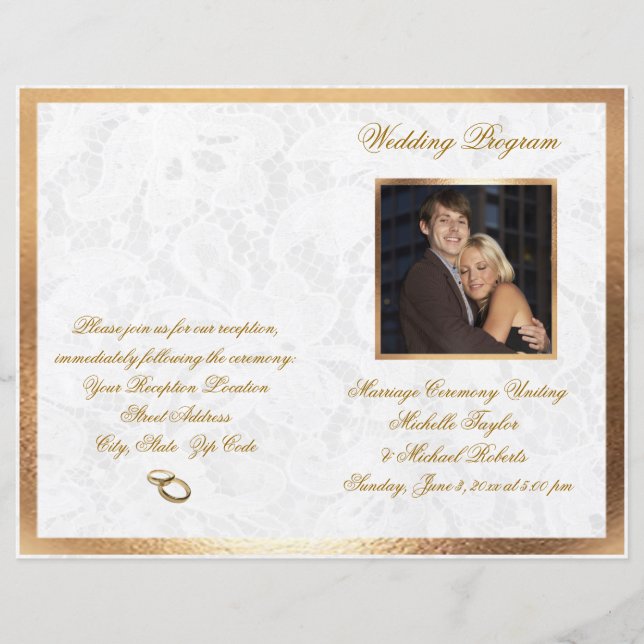 Elegant Customizable Photo Wedding Program (Front)
