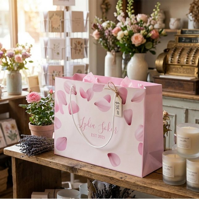Elegant Customizable Pink Petal Gift Bag (Creator Uploaded)