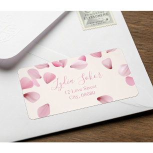 Elegant Customizable Pink Petal Return Address Lab Label