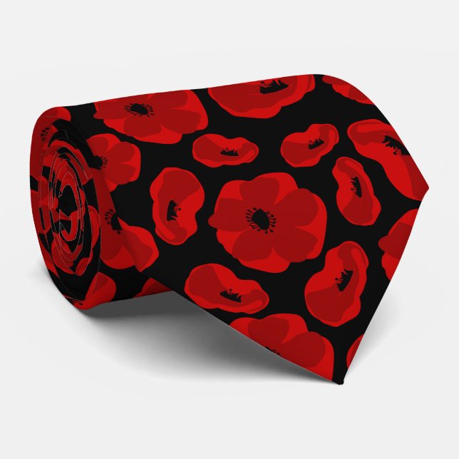 elegant customizable poppy flower  tie (Rolled)