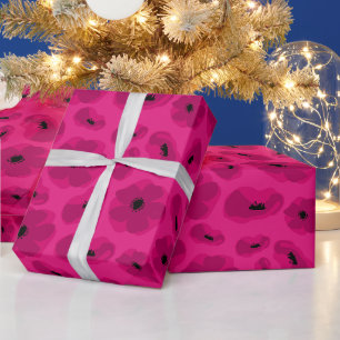 elegant customizable poppy flower  wrapping paper