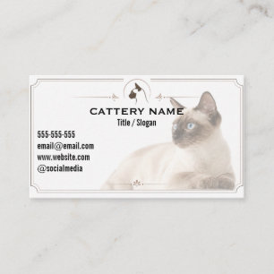 Elegant Customizable Siamese Cattery  Business Card