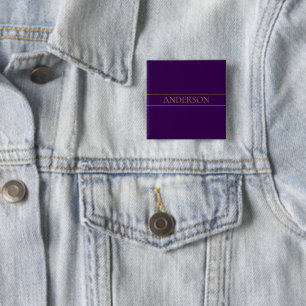 Elegant Customizable Text   Gold & Deep Purple 2 Inch Square Button