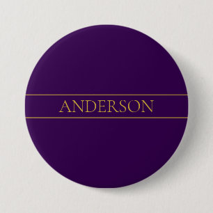 Elegant Customizable Text   Gold & Deep Purple 3 Inch Round Button