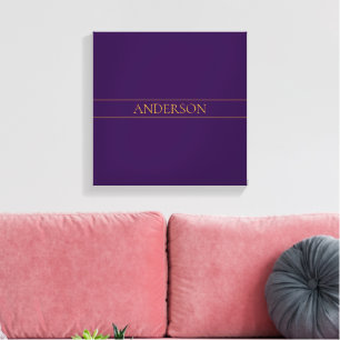 Elegant Customizable Text   Gold & Deep Purple Canvas Print