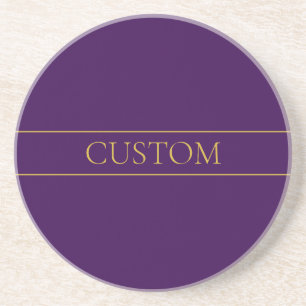 Elegant Customizable Text   Gold & Deep Purple Coaster