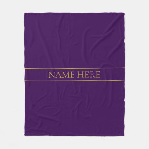 Elegant Customizable Text   Gold & Deep Purple Fleece Blanket