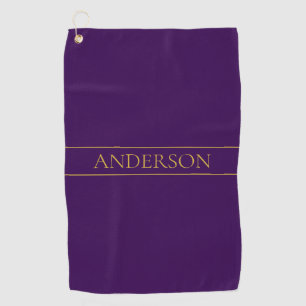 Elegant Customizable Text   Gold & Deep Purple Golf Towel