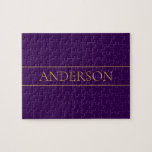 Elegant Customizable Text | Gold & Deep Purple Jigsaw Puzzle<br><div class="desc">Elegant customizable lettering,  edit design as you like!</div>