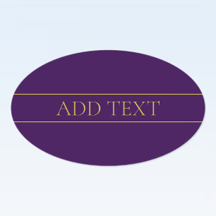 Elegant Customizable Text   Gold & Deep Purple Oval Sticker