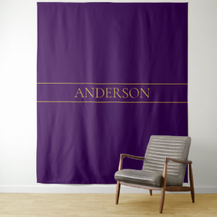 Elegant Customizable Text   Gold & Deep Purple Tapestry