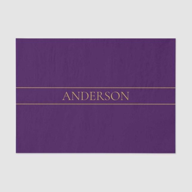 Elegant Customizable Text | Gold & Deep Purple Tissue Paper (Front)