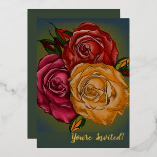 Elegant Customizable Warm Painted Roses